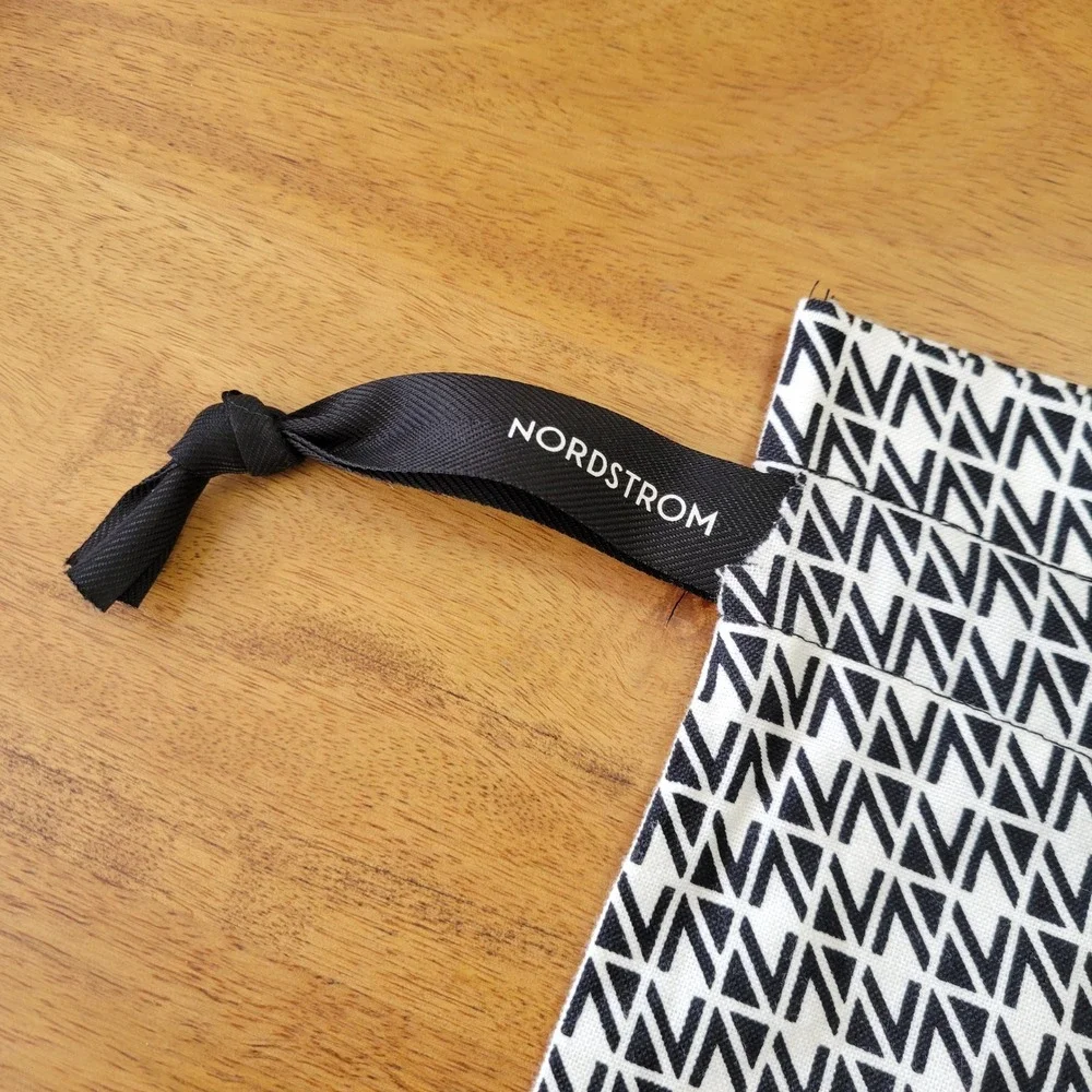 Nordstrom Gift Bag Unisex OS Black White Geometric Monogram Drawstring Pouch NWT